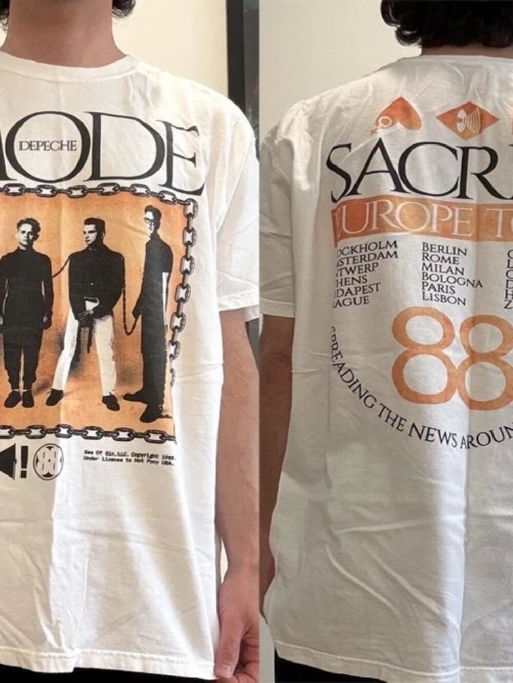Depeche Mode Rock Band Sacred Europe Tour T shirt